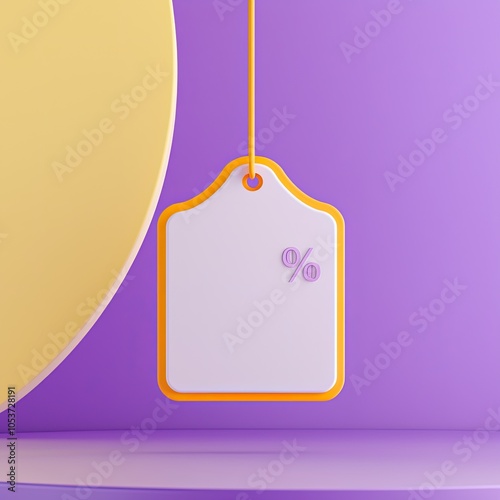 Stylish Discount Tag on a Purple Background photo