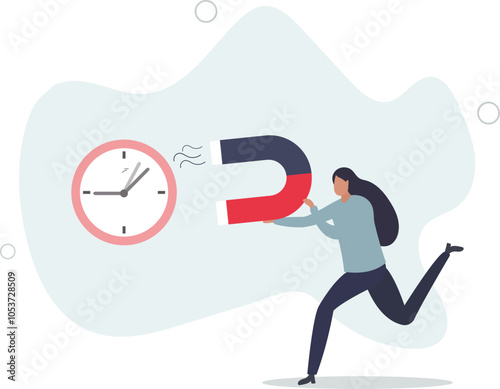 Time management, control business time or work deadline concept.flat characters.