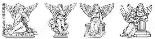 angel statues in different prayerful and peaceful poses