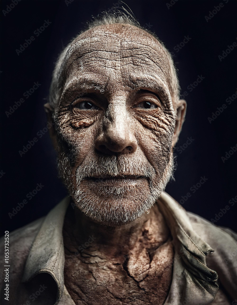 Dramatic Portrait of Old Man Face Dramatic Portrait of Old Man Face