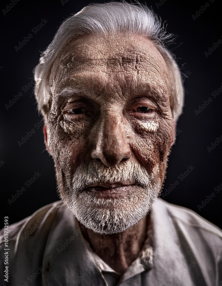 Dramatic Portrait of Old Man Face Dramatic Portrait of Old Man Face