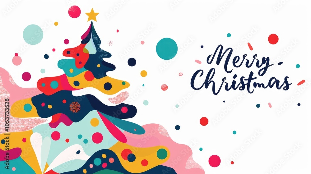 Fototapeta premium colorful christmas greeting card with abstract tree illustration