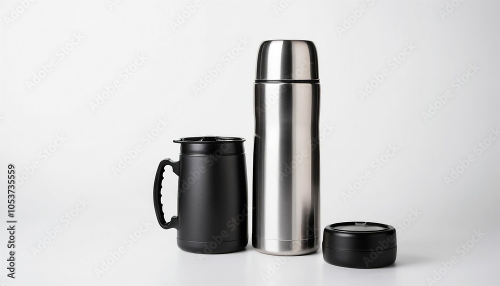 Thermos on white background, isolated Thermos on white background, isolated