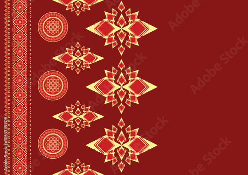 African Ikat Embroidery Patterns Boho Paisley Indian Ethnic Floral Patterns Aztec Indian Border Floral Seamless Embroidery Patterns