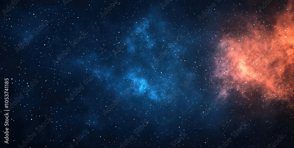 Obraz premium stunning cosmic scene featuring vibrant mix of blue and orange nebulae against backdrop of countless stars, evoking sense of wonder and exploration in vast universe