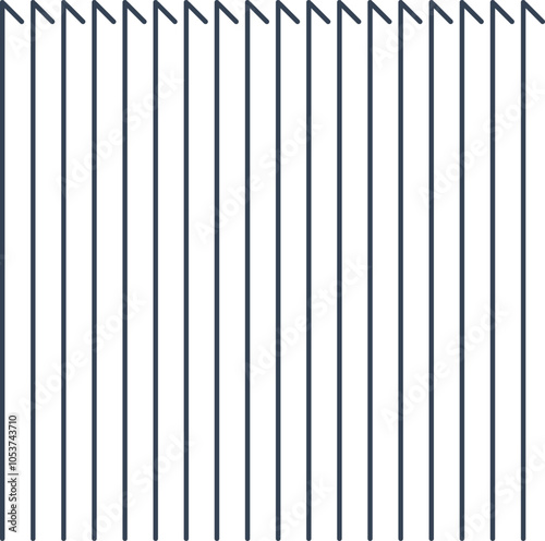 The vertical lines end with sharply curved upward corners.