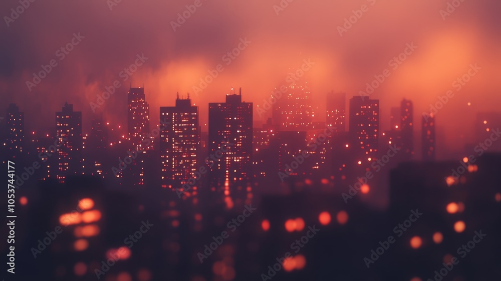 Obraz premium lights in the foreground, fog in the background
