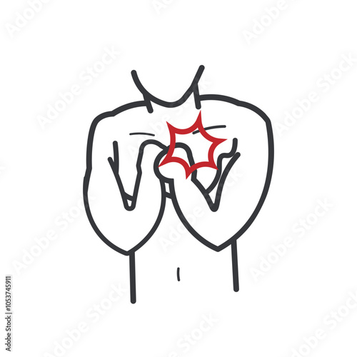 Isolated outline pictogram heart attack, chest pain, heartache