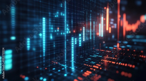 Wallpaper Mural A dynamic candlestick chart showcases market fluctuations, with red and green bars illustrating price movements. This digital representation highlights trading activity and trends. Torontodigital.ca