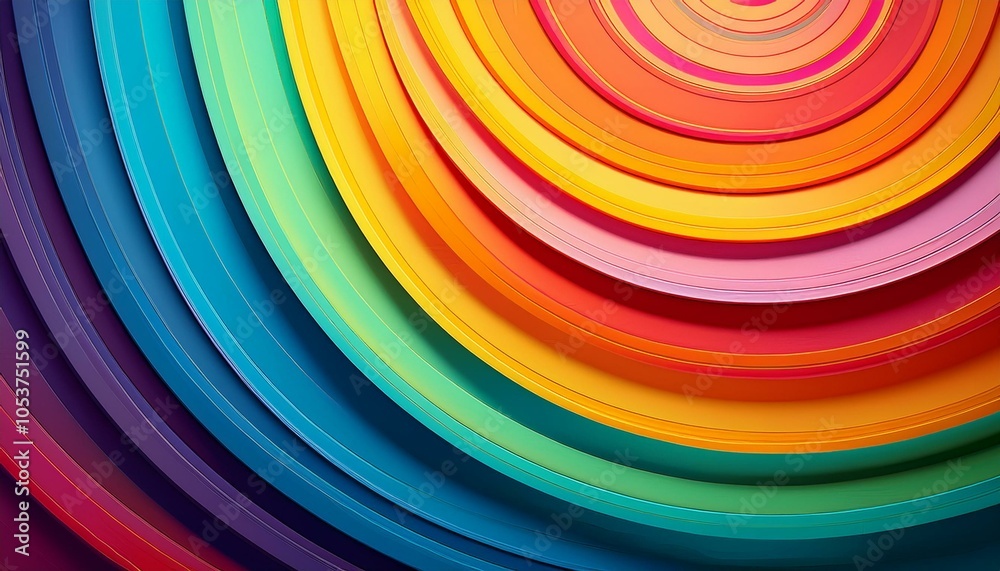 Obraz premium Vibrant abstract background with colorful circular rings, ideal for minimalistic designs and modern graphic projects that require a lively touch.