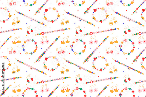 Vibrant seamless pattern showcasing friendship bracelets, earrings, and necklaces, celebrating enduring friendships and cherished memories