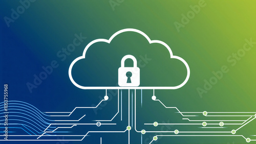 Secure cloud storage concept with a padlock symbolizing data protection and privacy in digital environments