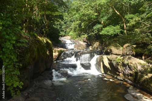landscape of  Nangrong waterfall relaxing place travel location on Thailand
