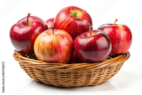 Red apples in basket on white background