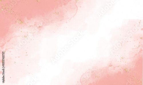 Pastel pink watercolor paint brush glitter gold for wedding elements. watercolour texture for cards, greetings or invitations. Brushstrokes and splashes