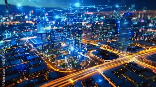 Wallpaper Mural Smart city big data connection technology concept . Torontodigital.ca