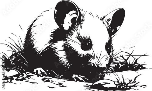  Rat. Hand drawn vector illustration	