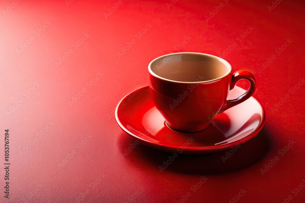 Obraz premium Red cup with saucer on surface