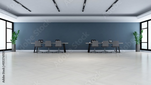 office area with blank wall 3d design interior