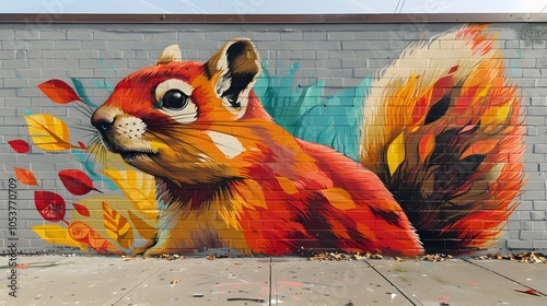 Contemporary animal murals paint. AI generated photo