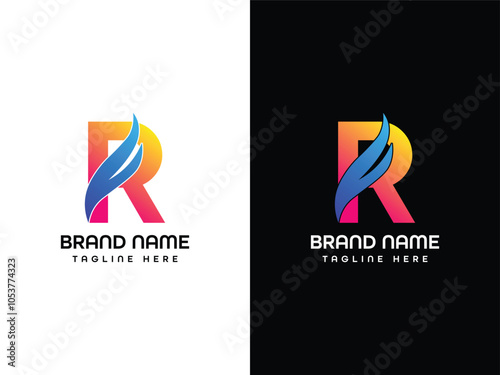 R Letter Leaf Aroplane Logo Design 