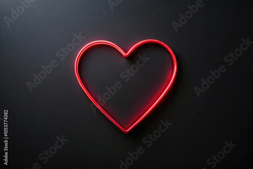 Red heart outline on black background