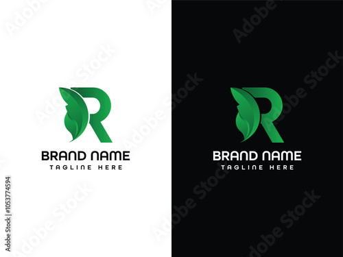 R Letter Leaf Aroplane Logo Design 