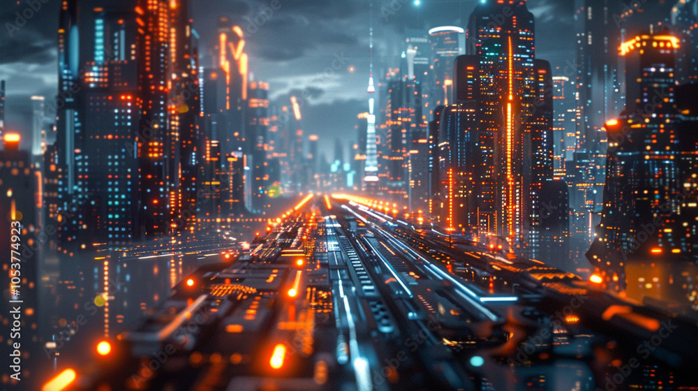 Fototapeta premium Futuristic Urban Landscape with Advanced AI Technology