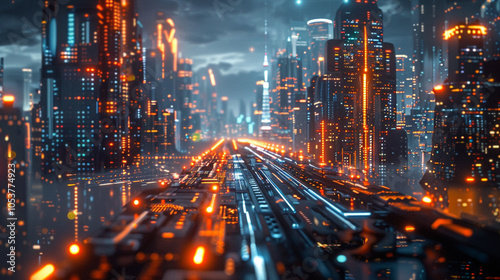 Wallpaper Mural Futuristic Urban Landscape with Advanced AI Technology Torontodigital.ca