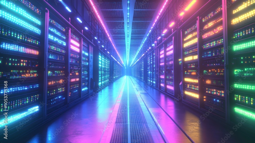 Neon Server Room. Neon Server Room.