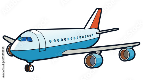 Commercial Airplane Isolated on White Background for Aviation and Travel Designs