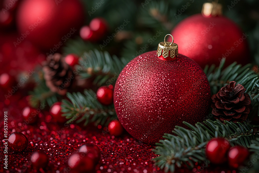 Generative AI picture photo of festive Christmas decor baubles berries pinecones decorations for holiday shopping decoration Generative AI picture photo of festive Christmas decor baubles berries pinecones decorations for holiday shopping decoration