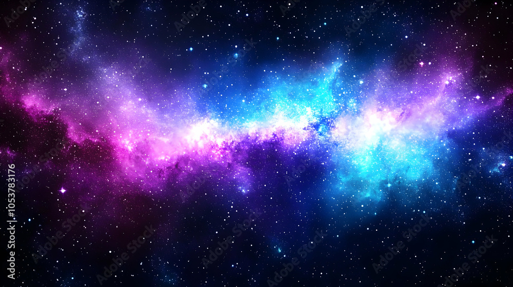 Fototapeta premium Cosmic Nebula with Swirling Colors and Scattered Stars