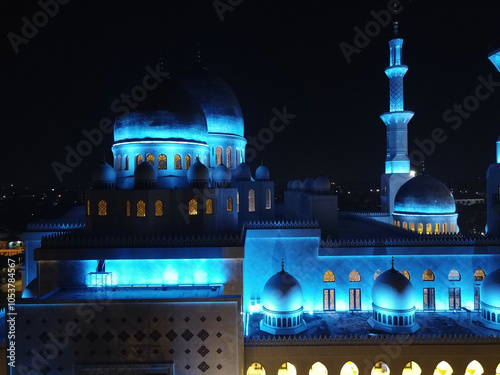 The beauty of the new mosque in the city of Solo, Indonesia, LIKE mosque of Shaikh Zayed, Middle East, United Arab Emirates. photo