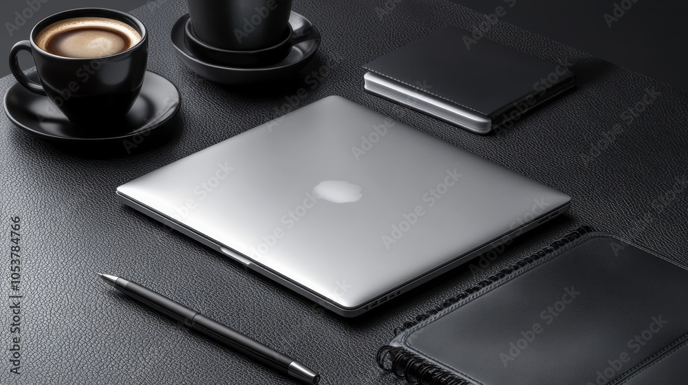The Black Workspace with Laptop The Black Workspace with Laptop