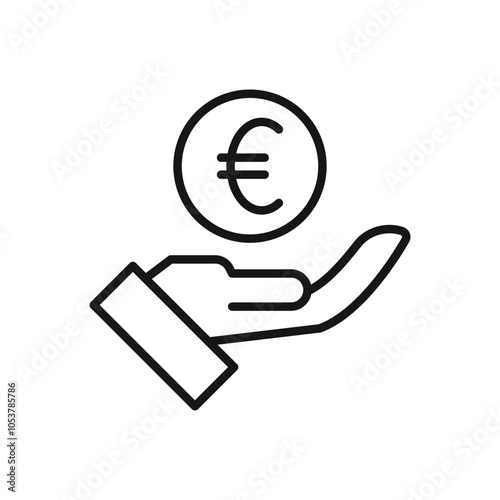 Editable Hand Holding Euro Coin Icon