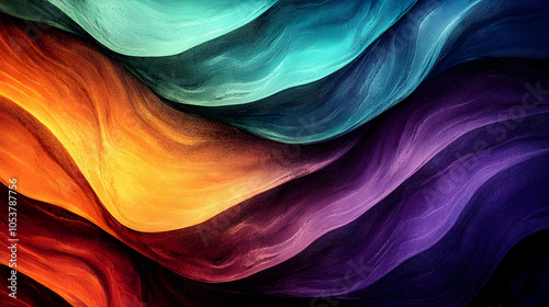 Abstract Wavy Digital Art with Vibrant Colors and a Textured Surface