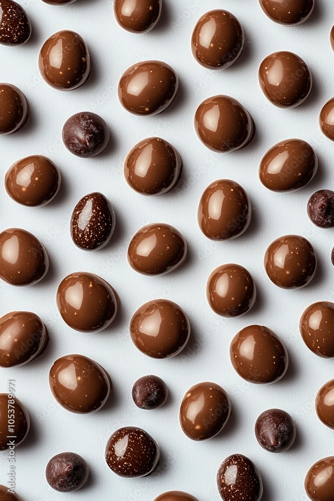 Fototapeta premium Chocolate Candies Arranged in a Pattern on a White Surface