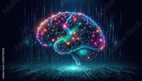 Obraz na płótnie High-Quality Abstract Visuals Representing Machine Learning and Neural Networks - Futuristic Digital Art for AI, Deep Learning, Data Processing, and Advanced Technology Concepts w salonie