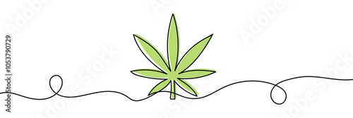 Abstract Line Art Sign Or Shape Of Cannabis Leaf Vector Illustration