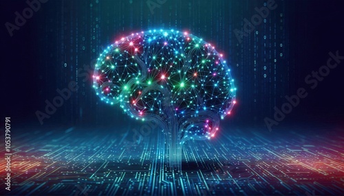 Obraz na płótnie High-Quality Abstract Visuals Representing Machine Learning and Neural Networks - Futuristic Digital Art for AI, Deep Learning, Data Processing, and Advanced Technology Concepts w salonie
