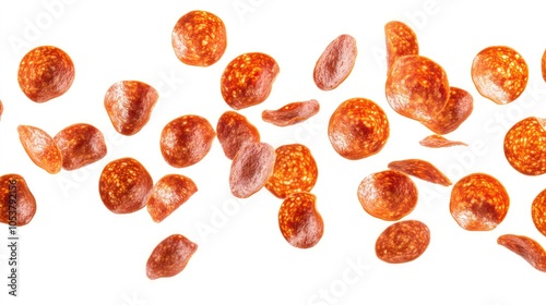 A collection of small, round seeds scattered against a white background.