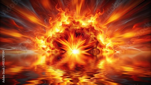 Reflected abstract fiery explosion background