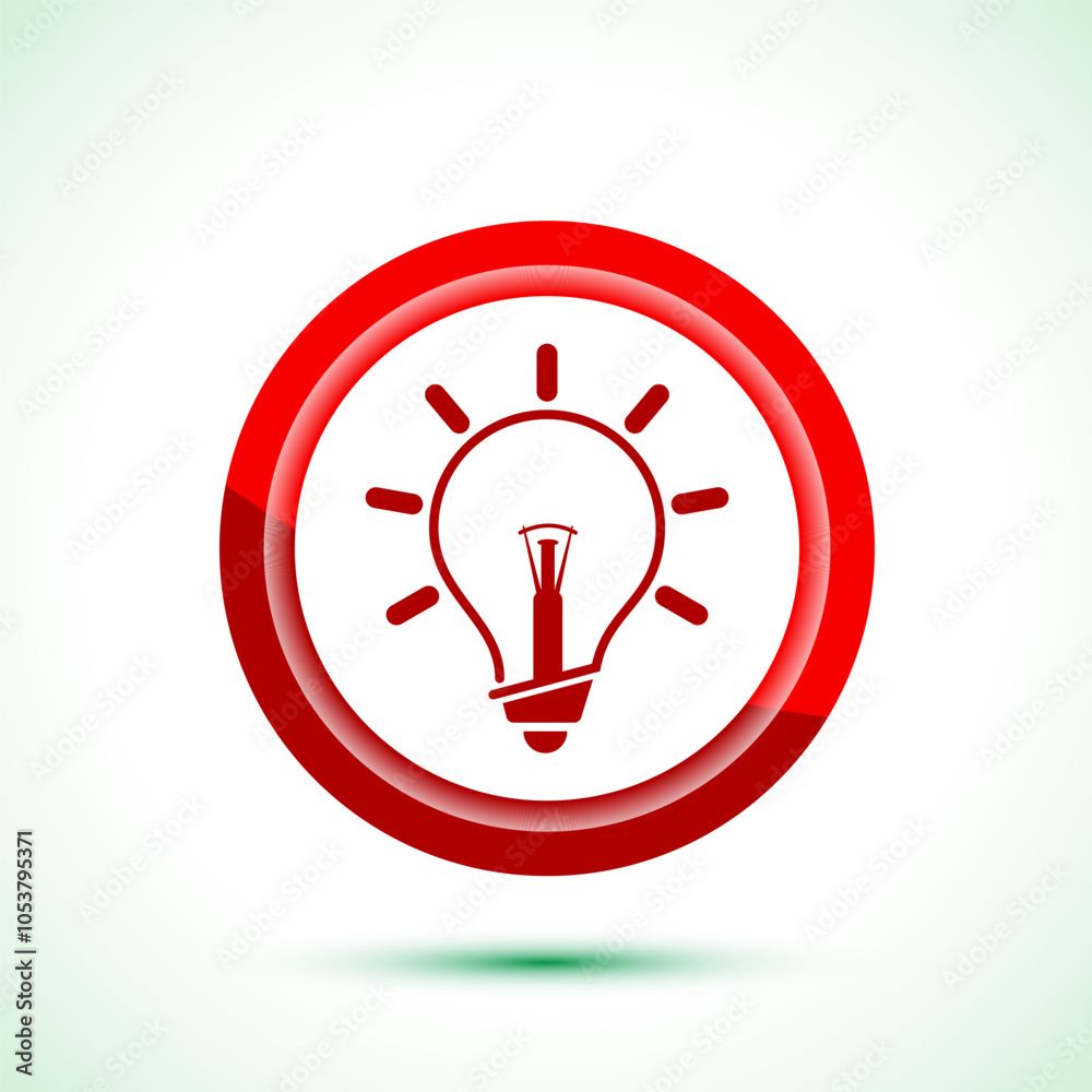 Electric light bulb icon design illustration, Creative idea icon, Red color button design Electric light bulb icon design illustration, Creative idea icon, Red color button design