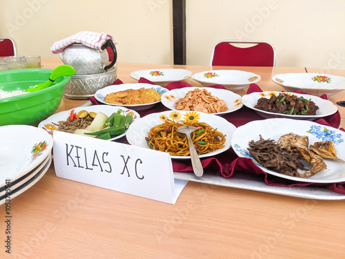 A collection of foods served on the Kalimantan dinner table photo