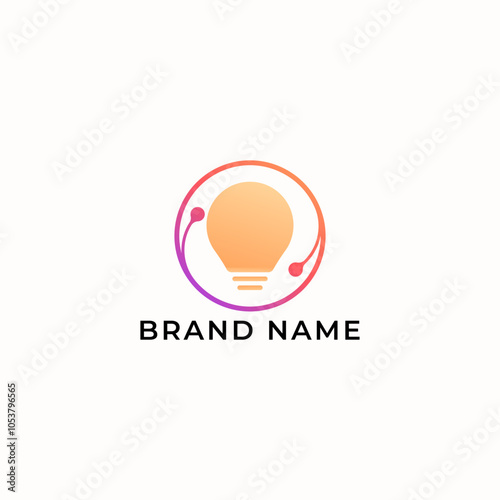 ILLUSTRATION ABSTRACT LAMP  WITH SIMPLE IDEA GRADIENT ORANGE PUPLE COLOR LOGO ICON TEMPLATE DESIGN VECTOR photo