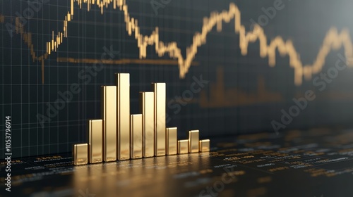 Long-term gold prices growth line chart gradual upward trend stability in value with calm investment tone, photorealistic photo