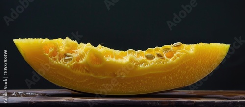 Half Of Yellow Melon Turkmen Is Cut Along And Cleaned From Seeds photo