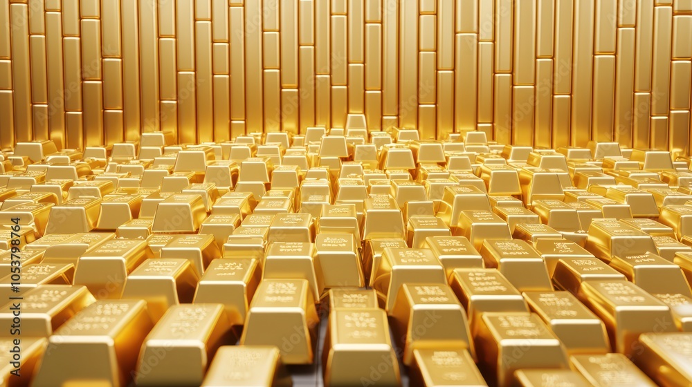 Fototapeta premium Wealth Management Concept with Financial Graph on High Luminosity Digital Screen and Gold Vault in 3D Style