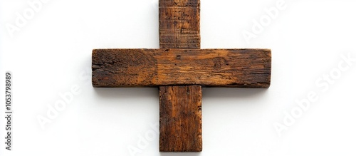 Christian Cross Made Of Wood On A White Background photo